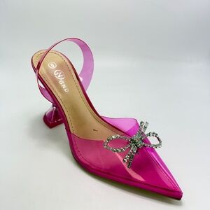 Chic Transparent Heels with Bow jelly heel sandal1932